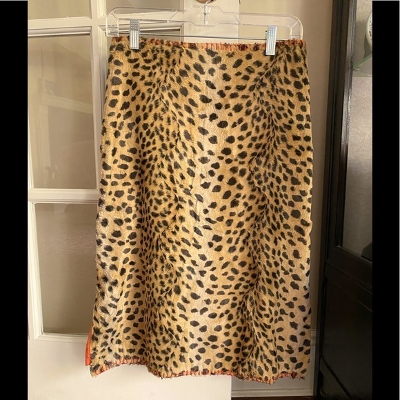 William B leopard faux fur skirt Sz 4 - Picture 1 of 6